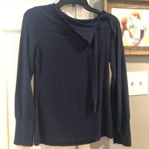 Blue blouse with tie neck
